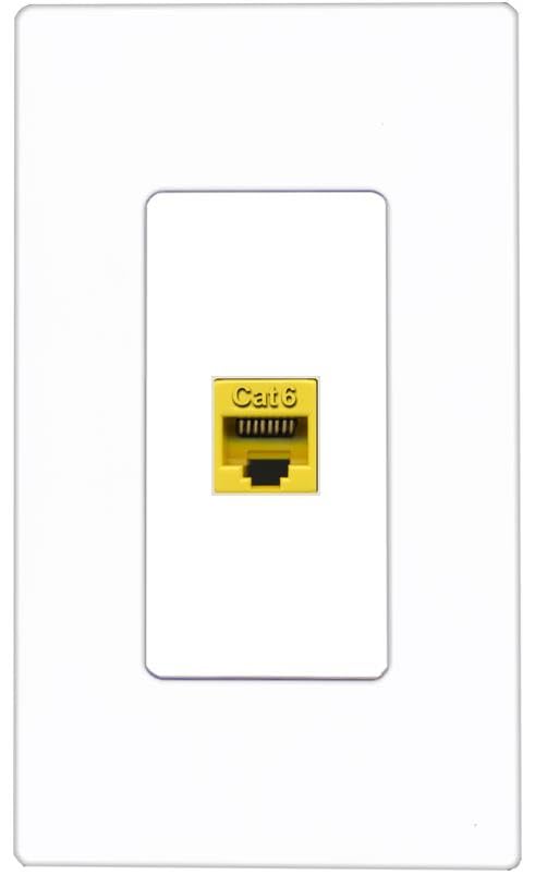 RiteAV CAT6-YELLOW Wall Plate Screwless [White]