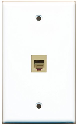 RiteAV 1 RJ11 RJ12 Beige Phone Coupler Keystone Type Jack Wall Plate