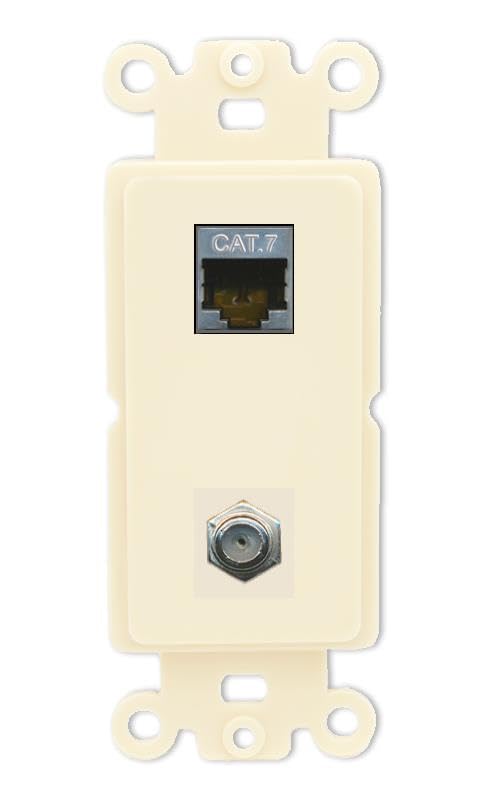 RiteAV Coax and Cat7 Wall Plate - Rocker [Light-Almond]