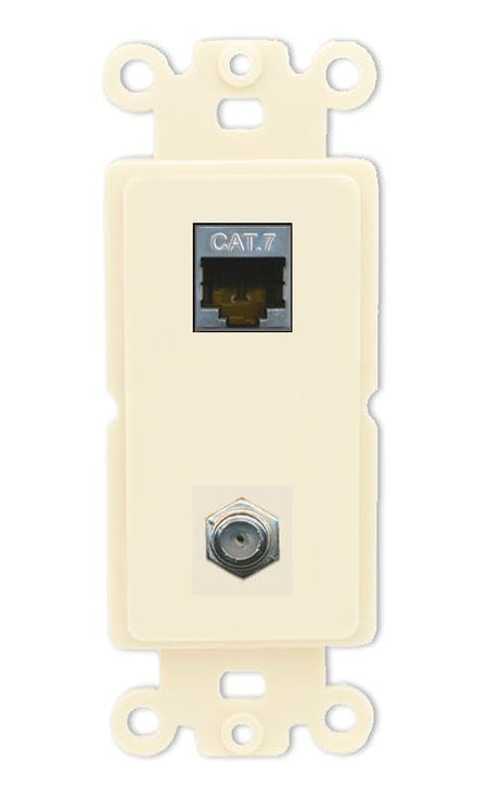 RiteAV Coax and Cat7 Wall Plate - Rocker [Light-Almond]