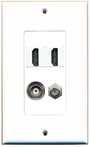 RiteAV 2 Port HDMI 1 Port Coax Cable TV- F-Type 1 Port BNC Wall Plate OVERSIZED