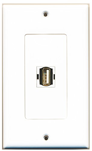 RiteAV 1 USB A-A Female Port Wall Plate OVERSIZED White