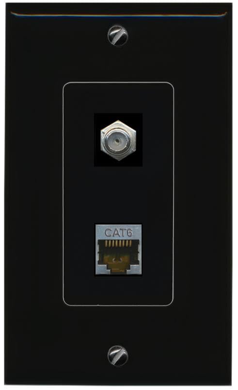 RiteAV CAT6-SHIELDED Coax Wall Plate Decorative [Black]