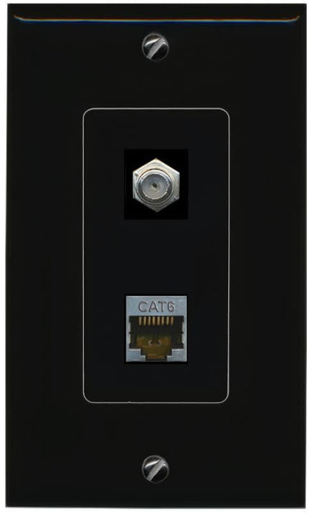 RiteAV CAT6-SHIELDED Coax Wall Plate Decorative [Black]