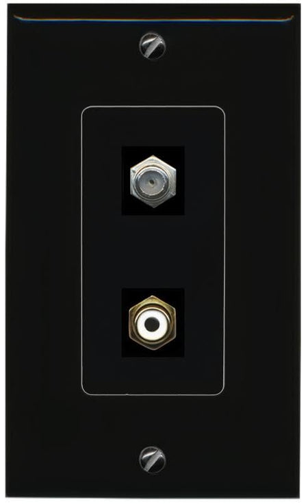 RiteAV Coax RCA-White Wall Plate Decorative [Black]