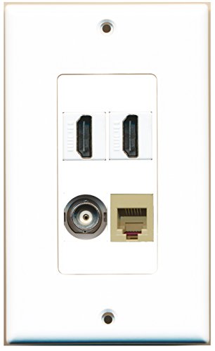 RiteAV 2 Port HDMI 1 Port Phone RJ11 RJ12 Beige 1 Port BNC Wall Plate OVERSIZED