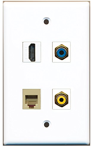 RiteAV - 1 Port HDMI 1 Port RCA Yellow 1 Port RCA Blue 1 Port Phone RJ11 RJ12 Beige Wall Plate