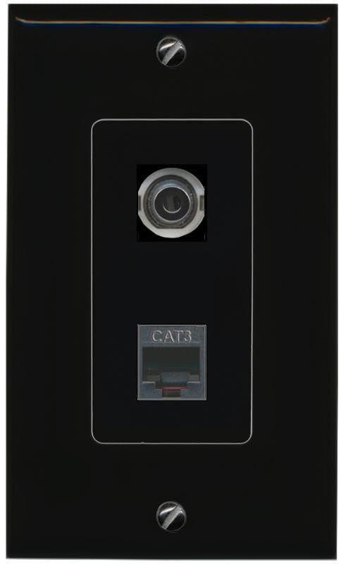 RiteAV 3.5mm Phone Wall Plate Decorative [Black]