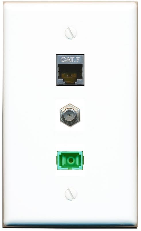 RiteAV - CAT7 COAX SC-APC Singlemode Simplex Wall Plate Flat White