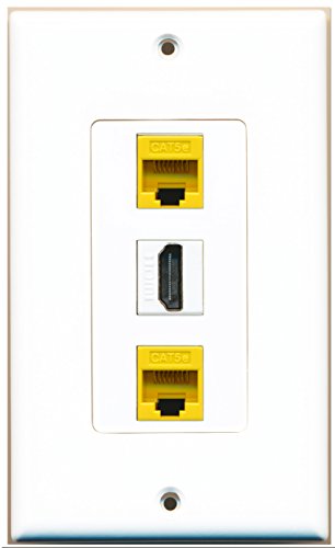 RiteAV 1 Port HDMI 2 Port Cat5e Ethernet Yellow Wall Plate Oversized