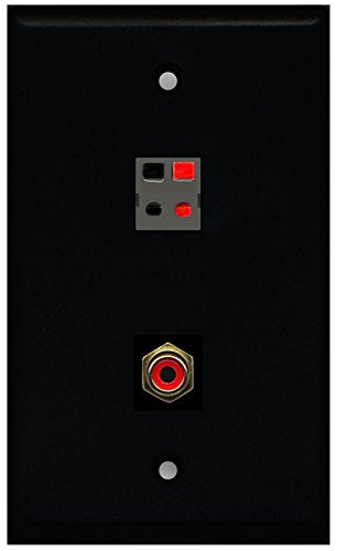 RiteAV - Black 1 Port RCA Red 1 Port Speaker Wall Plate