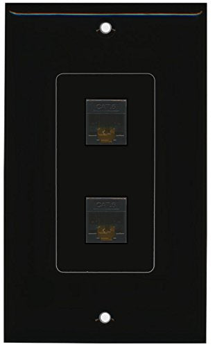 RiteAV (1 Gang Decorative 2 Cat6 Black Wall Plate Black