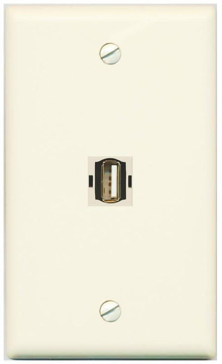 RiteAV USB2 Wall Plate Flat/Solid [Light-almond]