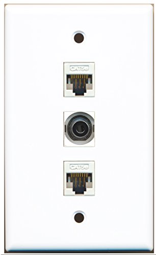 RiteAV - 1 Port 3.5mm 2 Port Cat5e Ethernet White Wall Plate