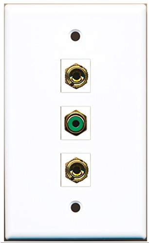 RiteAV - 1 Port RCA Green 2 Port Banana Speaker Wall Plate