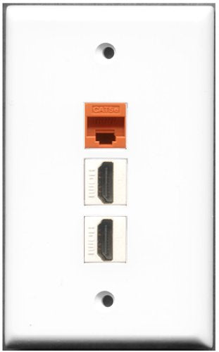 RiteAV - 2 Port HDMI 1 Cat5e Ethernet Orange Wall Plate