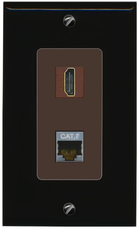 RiteAV HDMI and Cat7 Wall Plate - 1 Gang [Black/Brown]