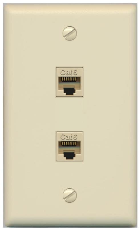 RiteAV 2 Port Cat6 Ethernet Wall Plate - Flat [Ivory/Ivory]