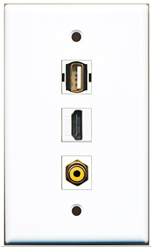 RiteAV - 1 Port HDMI 1 RCA Yellow 1 USB A-A Wall Plate