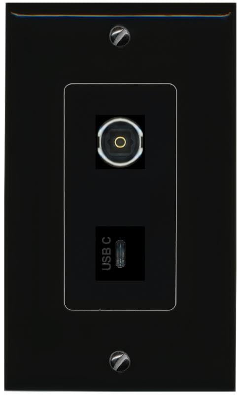 RiteAV TOSLINK USBC Wall Plate Decorative [Black]