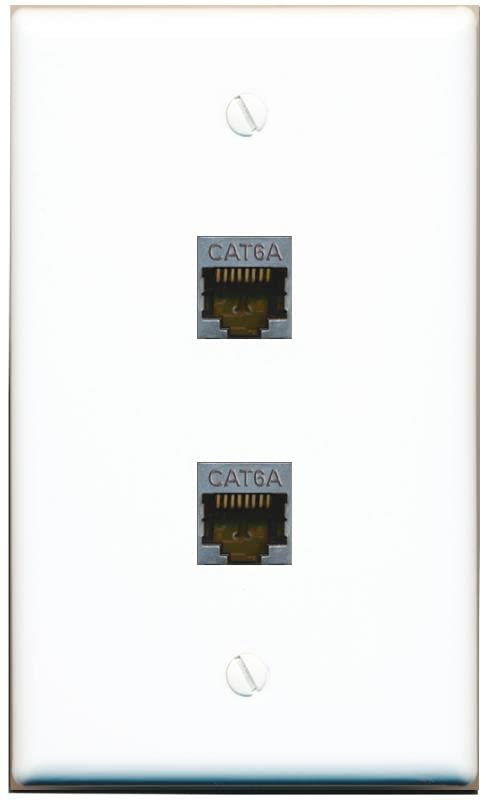 RiteAV 2 Port Cat6A Wall Plate - Flat [White/White]