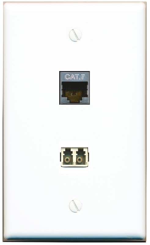 RiteAV CAT7 LC Multimode Fiber Duplex Wall Plate Flat/Solid [White]