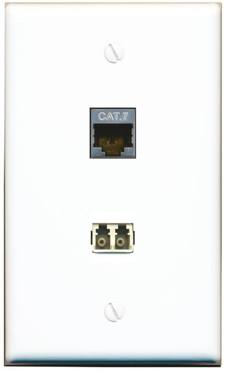 RiteAV CAT7 LC Multimode Fiber Duplex Wall Plate Flat/Solid [White]