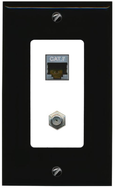 RiteAV Coax and Cat7 Wall Plate - 1 Gang [Black/White]