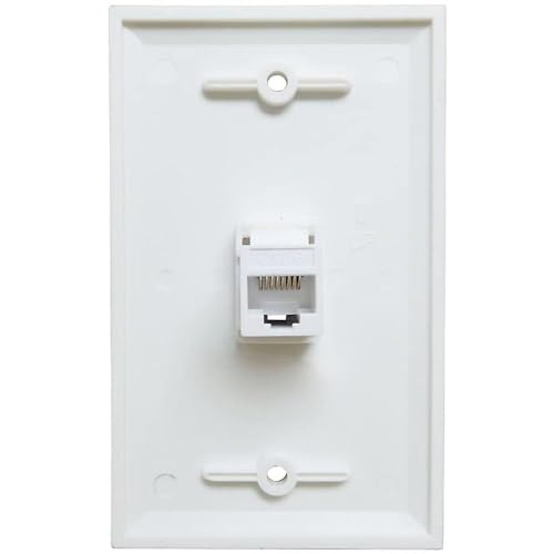 RiteAV - 1 Port Cat6 Rj45 Ethernet Wall Plate (2-PACK) no tools needed (White)