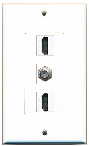 RiteAV 2 Port HDMI 1 Port Coax Cable TV- F-Type Wall Plate OVERSIZED