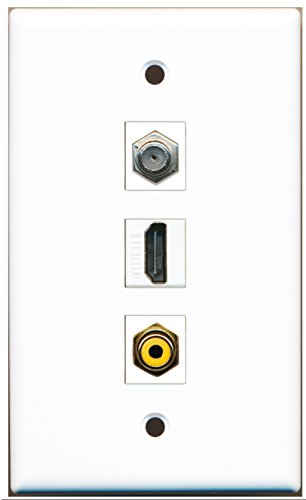 RiteAV - 1 Port HDMI 1 RCA Yellow 1 Coax Cable TV- F-Type Wall Plate