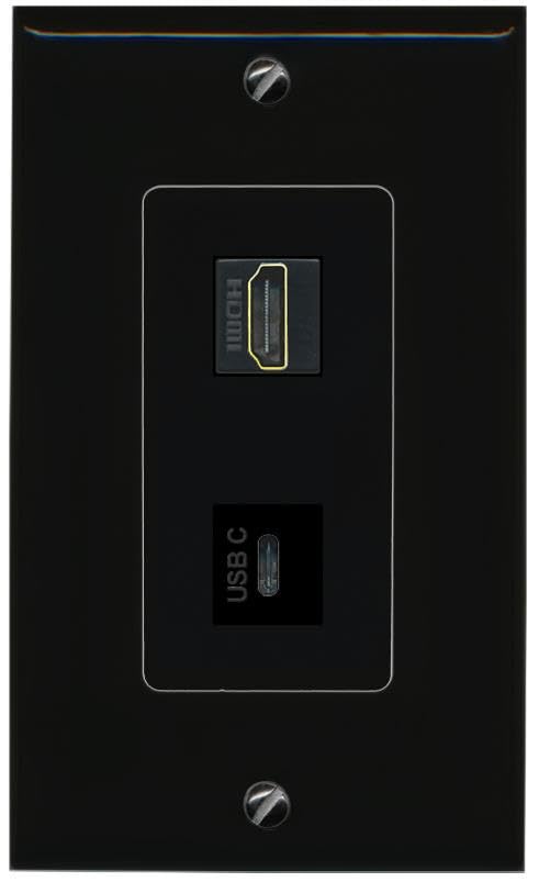 RiteAV HDMI USBC Wall Plate Decorative [Black]