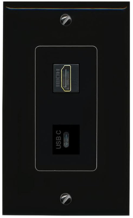 RiteAV HDMI USBC Wall Plate Decorative [Black]