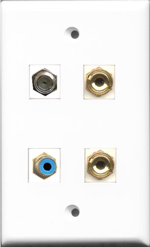 RiteAV 1 Port RCA Blue and 1 Port Coax Cable TV- F-Type 2 Port Banana Speaker Wall Plate