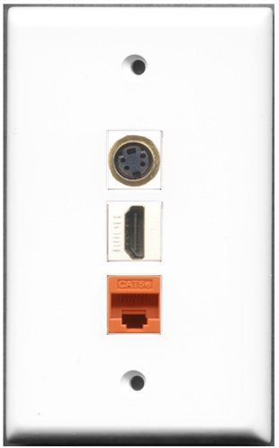 RiteAV - 1 Port HDMI 1 S-Video 1 Cat5e Ethernet Orange Wall Plate