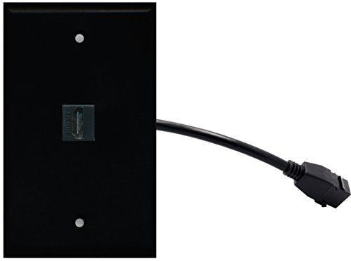 RiteAV (1 Gang Flat) HDMI Wall Plate w/Pigtail Extension Cable Black