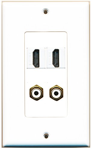 RiteAV 2 Port HDMI 2 Port RCA White Wall Plate OVERSIZED