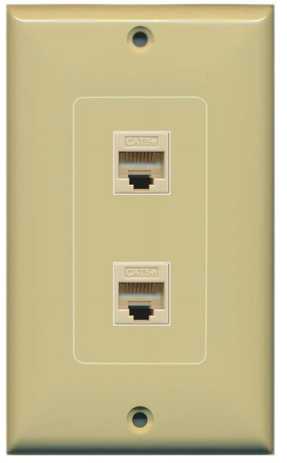 RiteAV Decorative 1 Gang 2 Port Cat5e Wall Plate - Ivory/Ivory