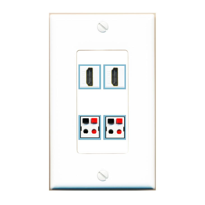 DecorZ Custom Wall Plate White with up to 4 Keystone Ports