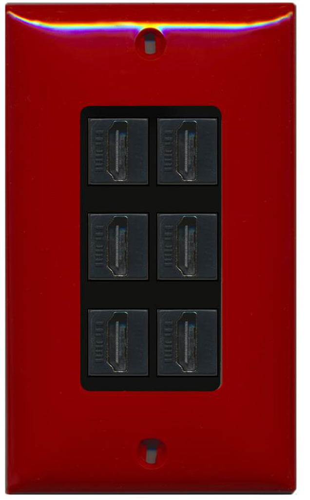 RiteAV - 6 Port HDMI 2.0 Decorative Wall Plate (Red & Black)