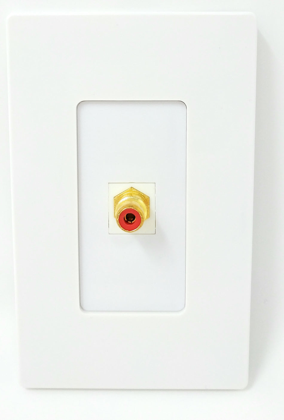 RiteAV - 1 RCA Red for Subwoofer Audio Port Wall Plate Screwless Decorative - White