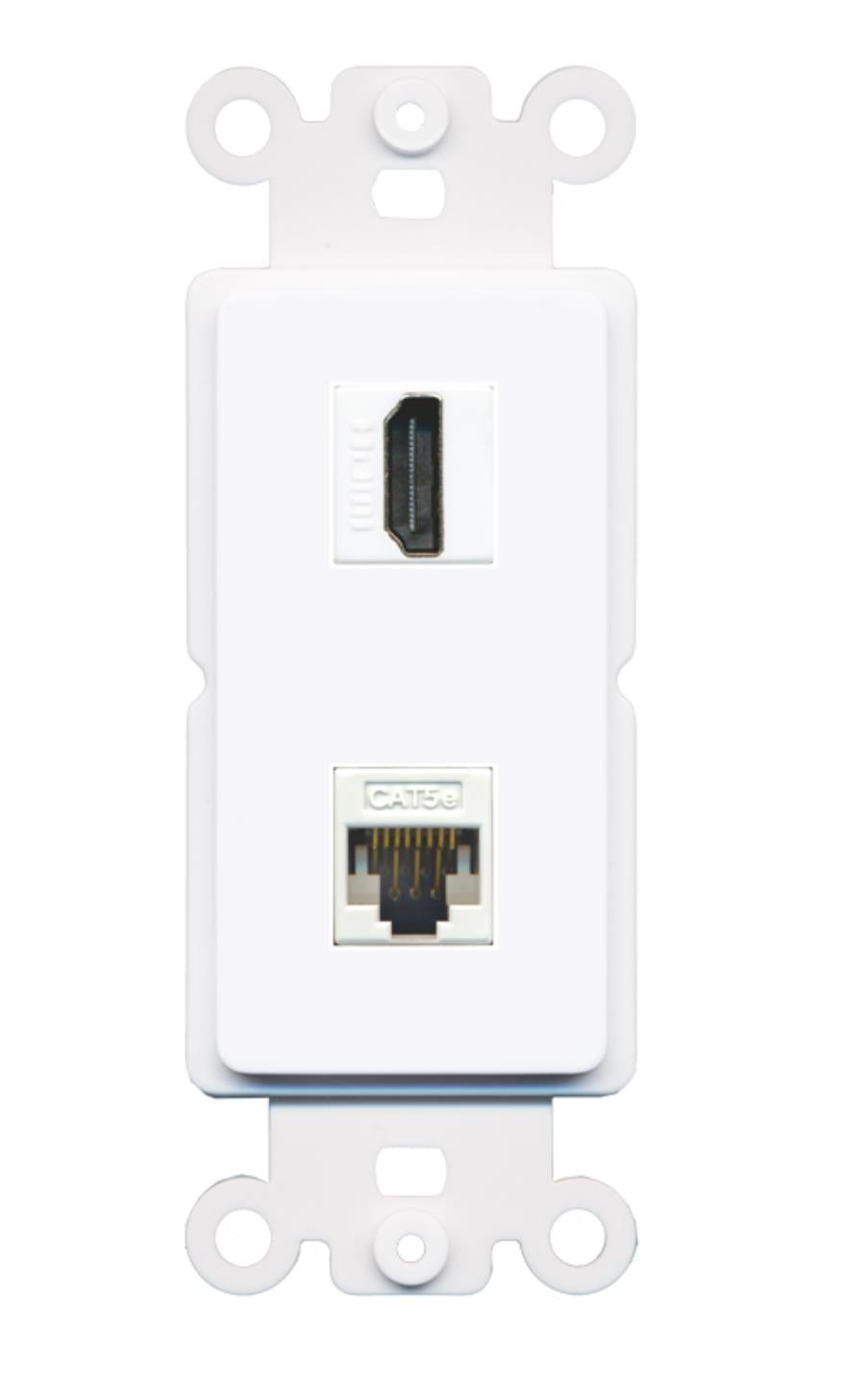 RiteAV - HDMI Cat5e Port Wall Plate Decorative (Rocker) White