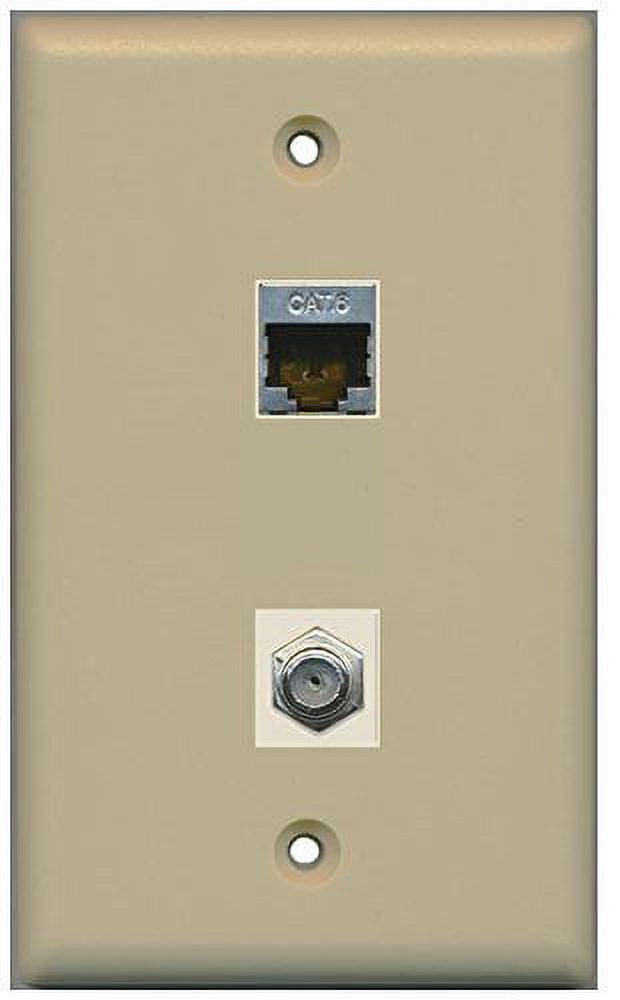 RiteAV Ivory 1 Coax Shielded Cat6 Wall Plate Flat Ivory