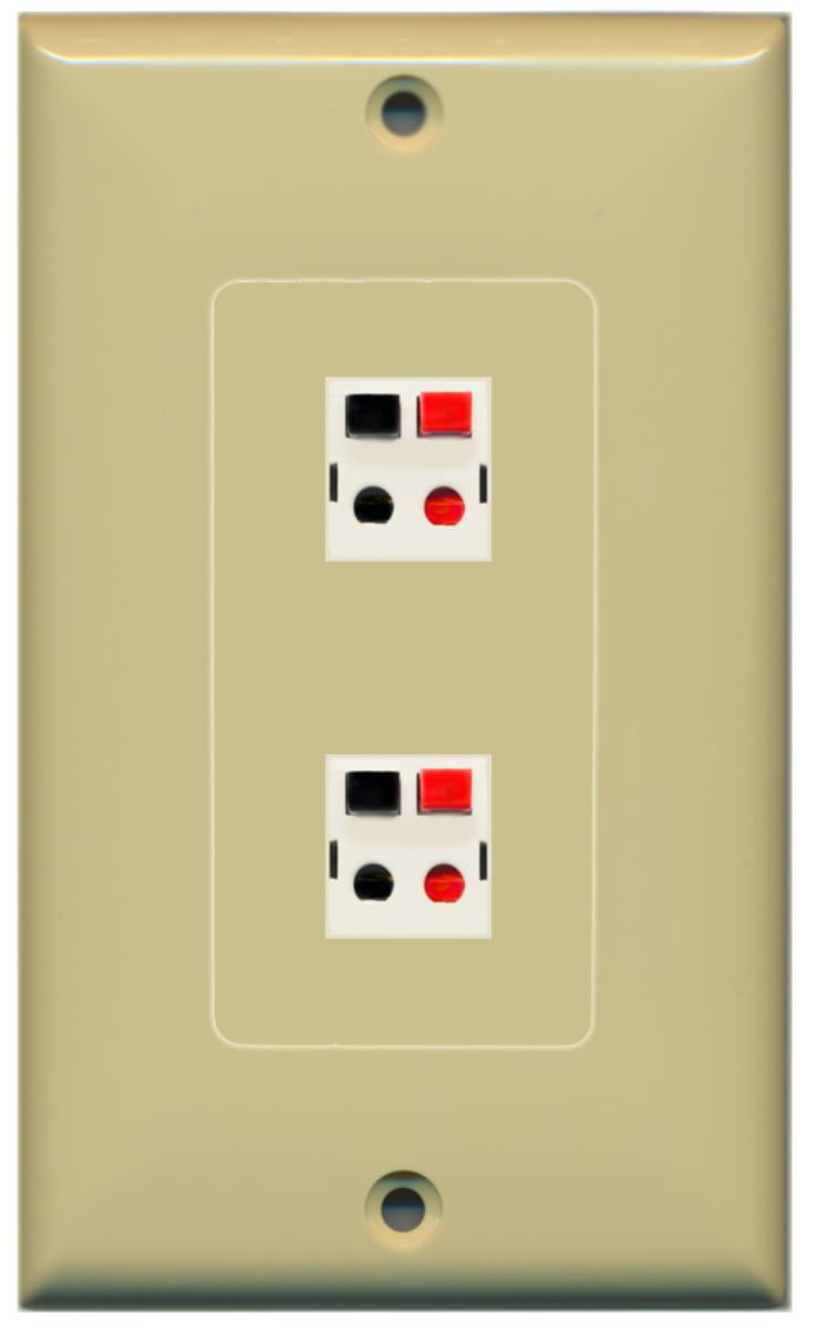 RiteAV - 2 Port Speaker Decorative Wall Plate - Ivory - Bracket Included