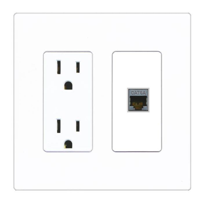 RiteAV Custom Wall Plate 1 Port - Outlet [Screwless White]