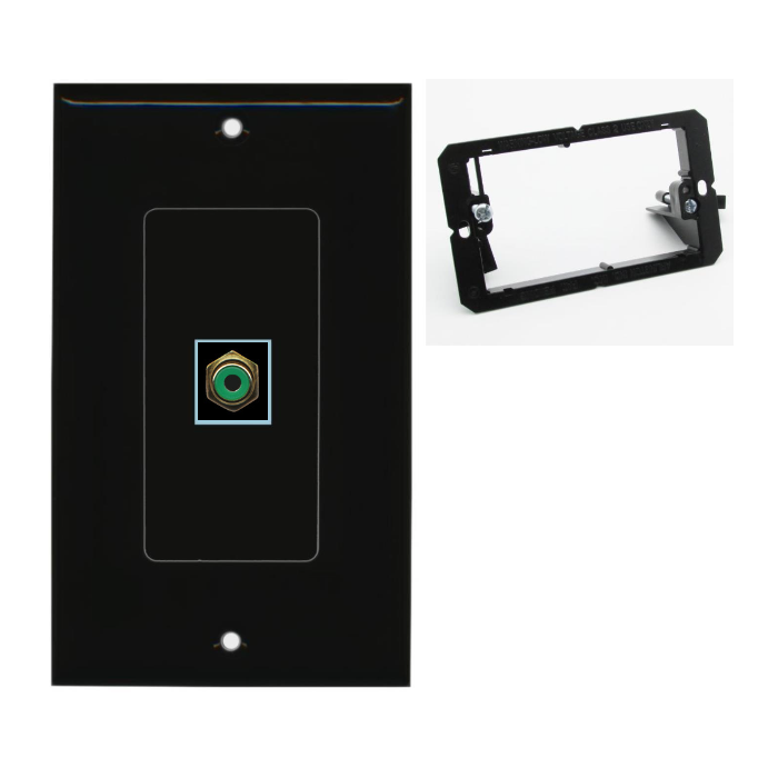 1 Port Custom Keystone Wall Plate DecorZ Black w/Mounting Bracket