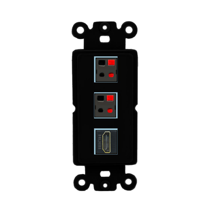 3 Port Custom Keystone Wall Plate DecorZ Rocker Black