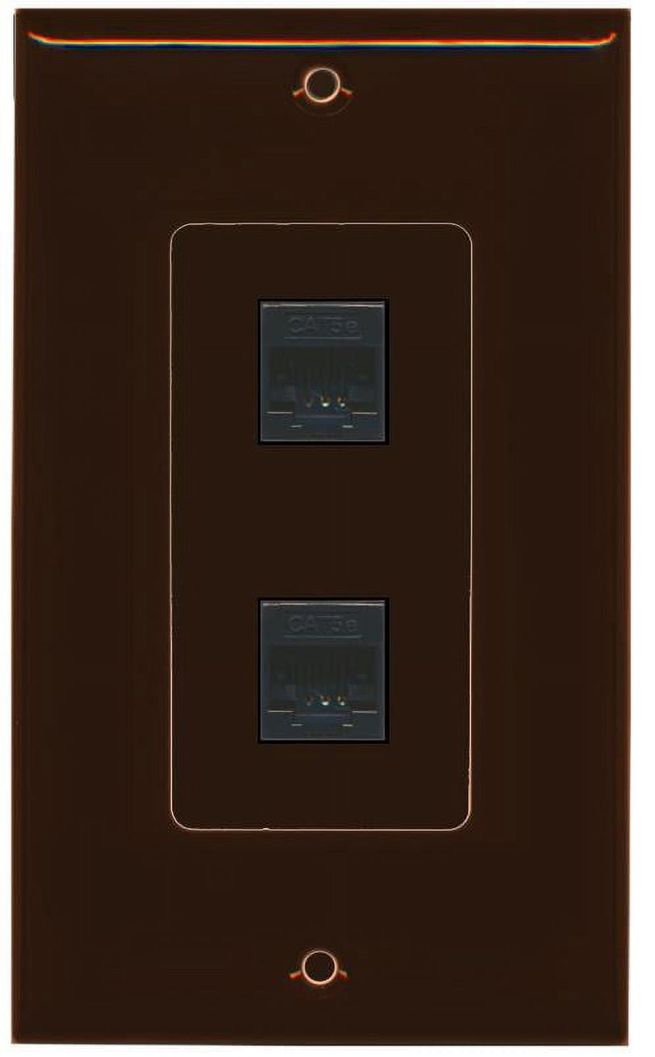 RiteAV Decorative 1 Gang 2 Port Cat5e Wall Plate - Brown/Brown