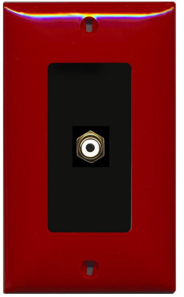 RiteAV - 1 RCA White for Subwoofer Audio Port Wall Plate Decorative - Red & Black - Bracket Included