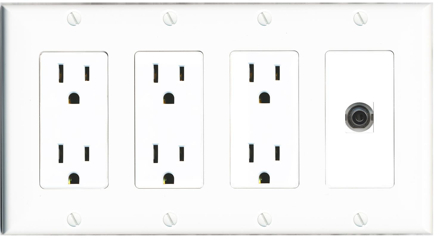 RiteAV 3-5MM Wall Plate 4 Gang with 3 x 15A Duplex Power Outlets